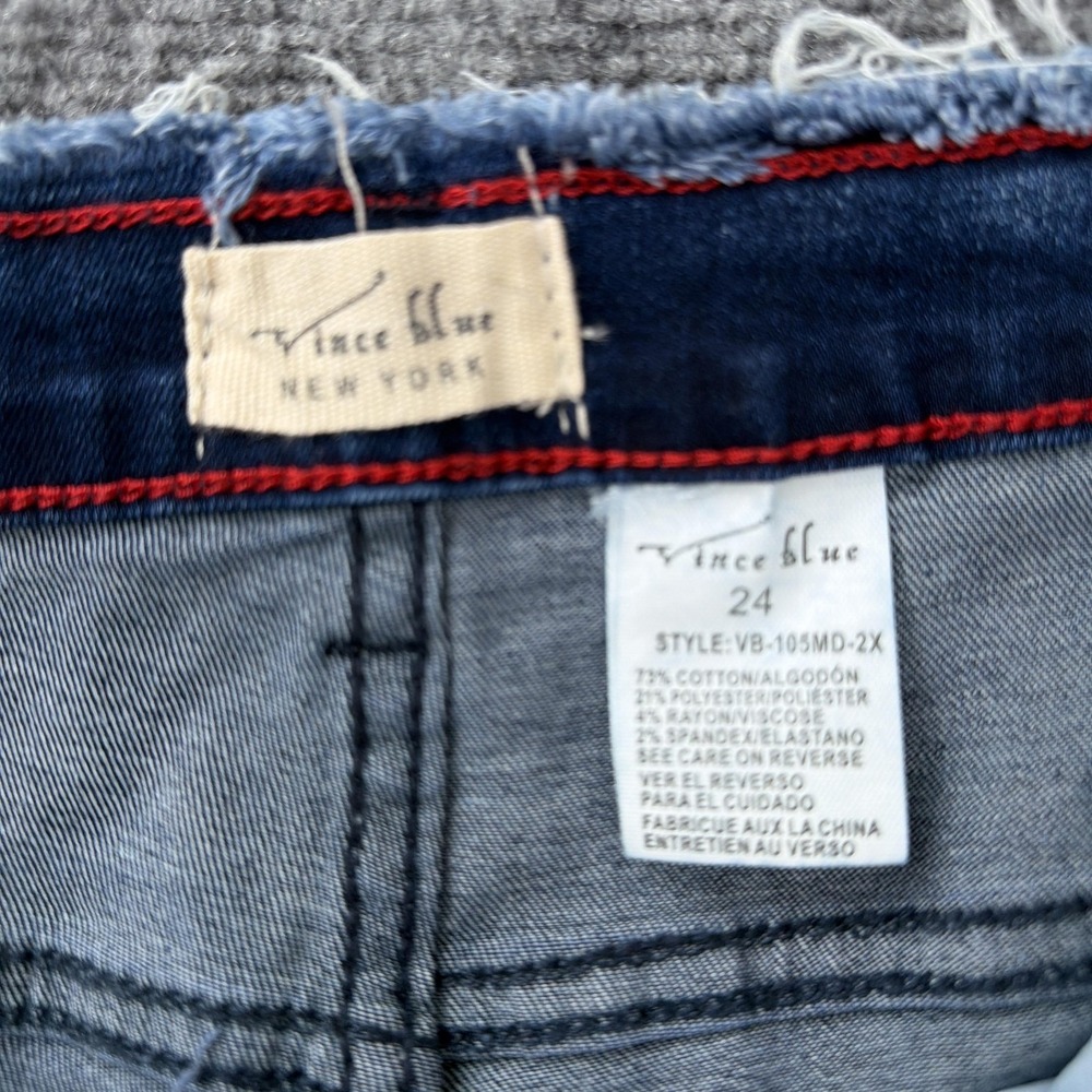 Vince Blue Shorts Womens 24 2X Denim Distressed Cutoff Frayed Hem Stretch Booty‎ - Picture 3 of 8